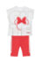 Παιδικό σετ κολάν Sprint για κορίτσι από 1 έως 6 ετών. Μπλούζα σε λευκό χρώμα με τύπωμα και κολάν σε κοραλί χρώμα.
