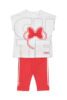 Παιδικό σετ κολάν Sprint για κορίτσι από 1 έως 6 ετών. Μπλούζα σε λευκό χρώμα με τύπωμα και κολάν σε κοραλί χρώμα.