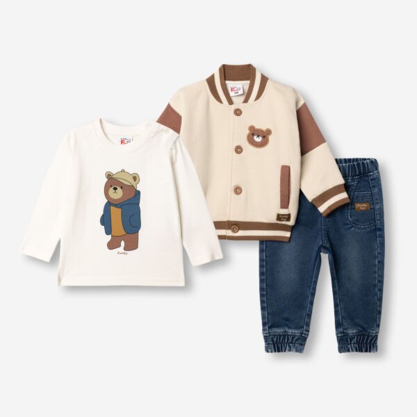 Βρεφικό σετ 3τμχ for Funky kids 3 έως 24 μηνών 227-895100-1 Μπεζ Βρεφικό σετ 3τμχ for Funky kids 3 έως 24 μηνών 227-895100-1 Μπεζ